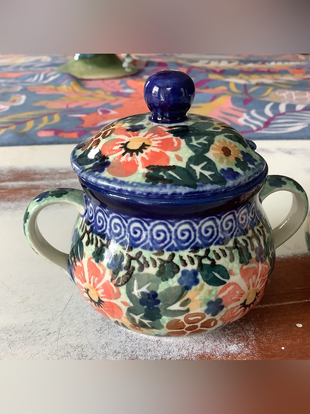 Polish Pottery UNIKAT Sugar And Creamer Floral - Picture 3 of 10